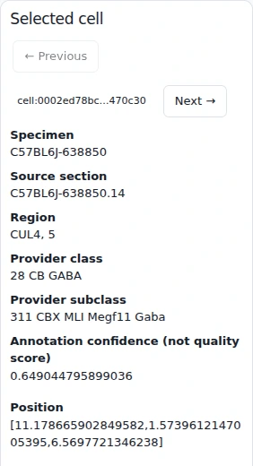 Selection inspector for a CUL4/5 28 CB GABA record in .14.